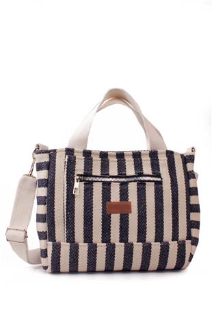 LWE10830-Laci-ByzTalhaLuwwe Bag'sKadın Dokuma Keten Kumaş Salaş Tarz Orta Boy Ön Cepli Omuz Askılı El ve Omuz Tote Çanta (10830)