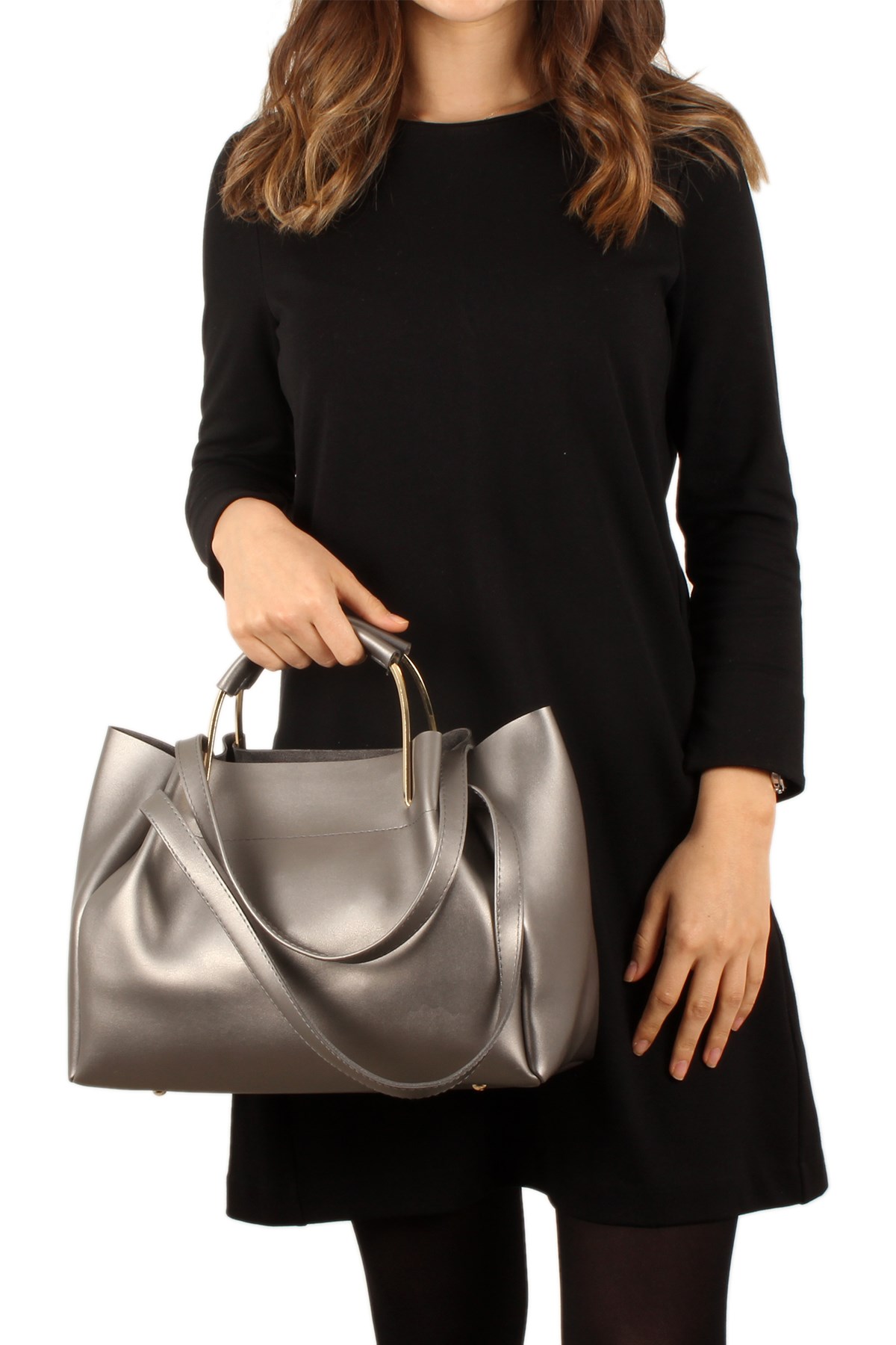 LWE20258-GMŞLuwweLuwwe Bag'sGümüş Kadın El ve Omuz Çantası LWE20258-GMŞ