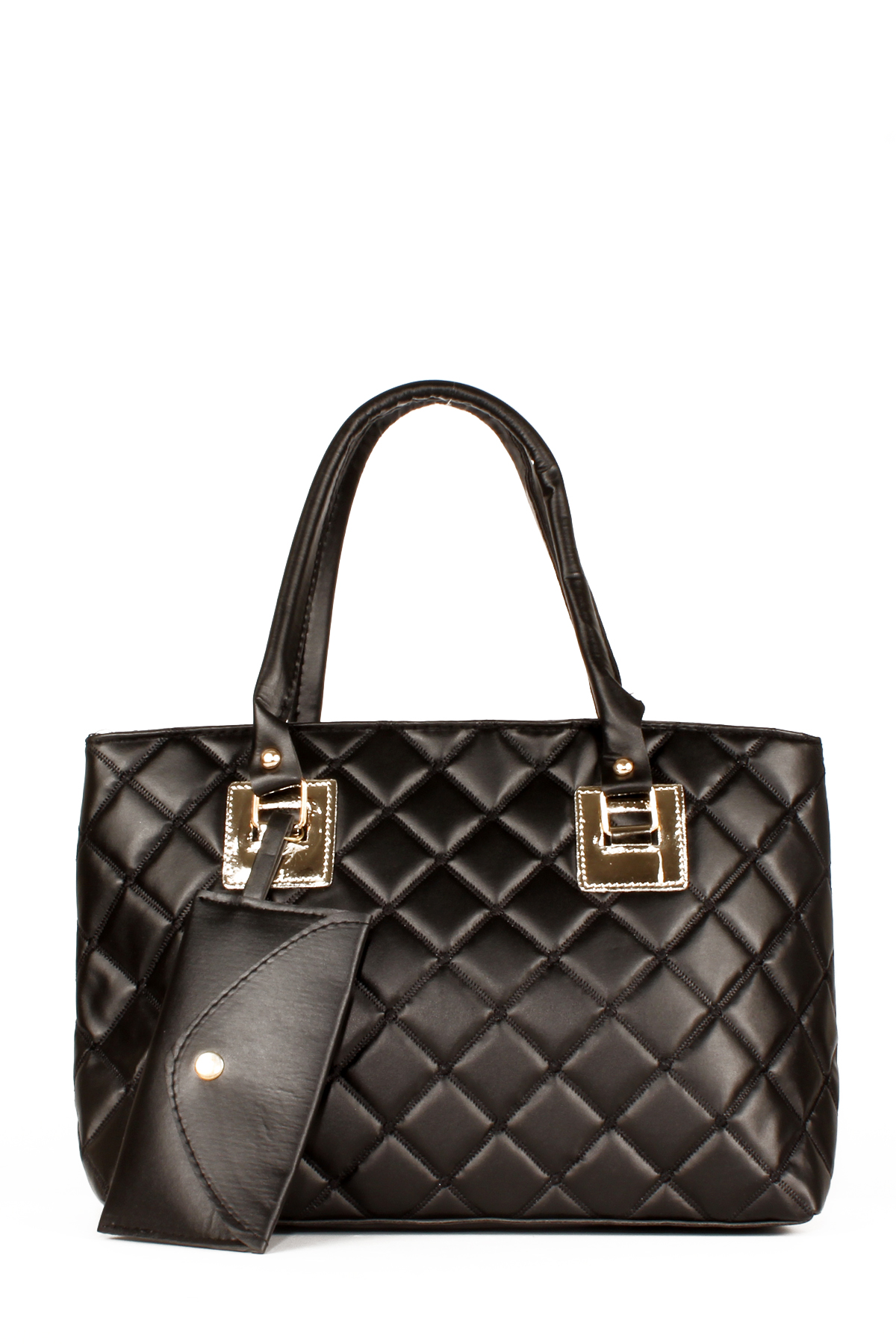 LWE20617-SyhTalhaLuwwe Bag'sKadın Anne Tarz Kapitoneli Cüzdanlı Gold Varaklı El ve Omuz Çantası (20617)