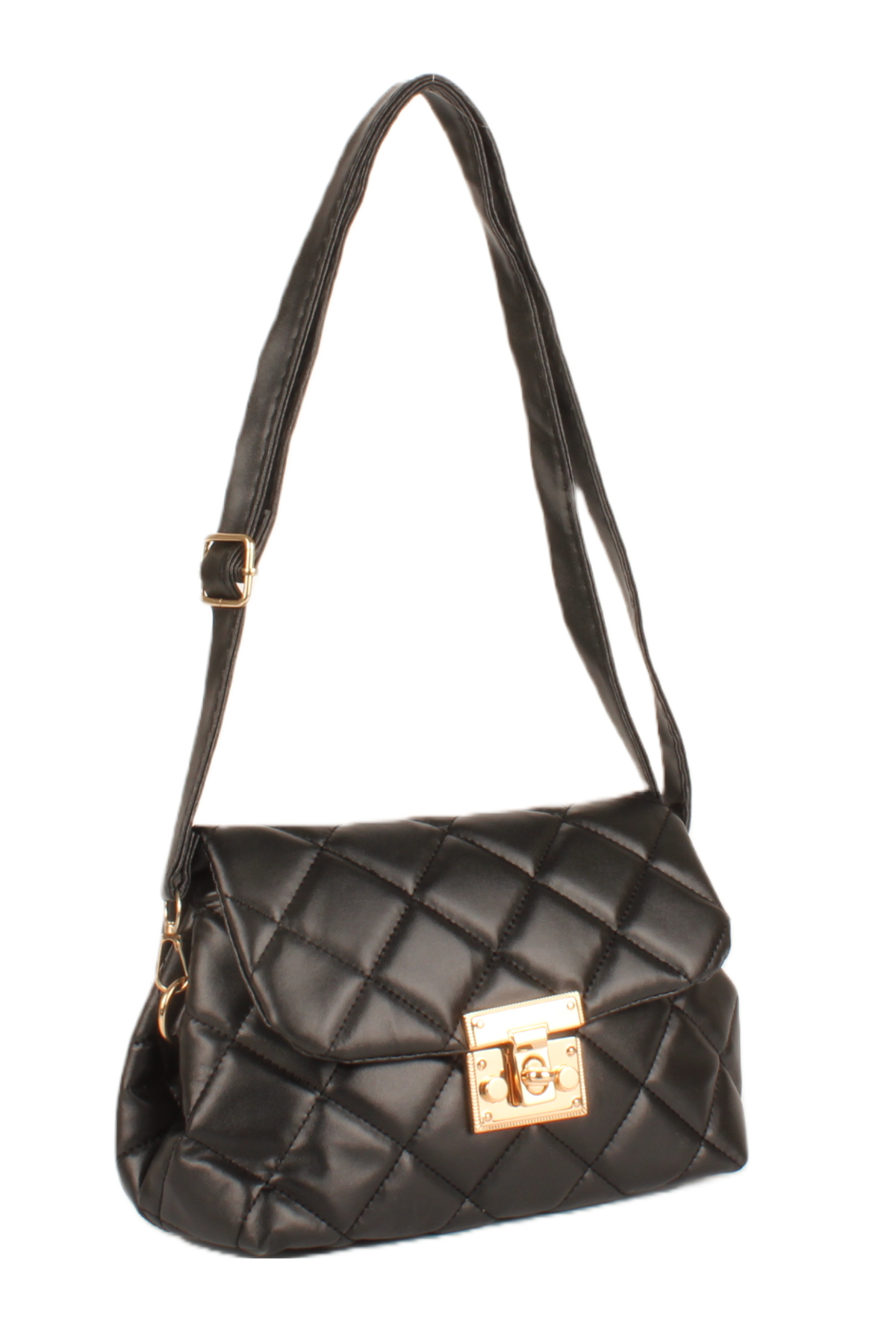 LWE20744-SyhTalhaLuwwe Bag'sKadın Kapitoneli Kilit Kapaklı Omuz Çantası (20744)