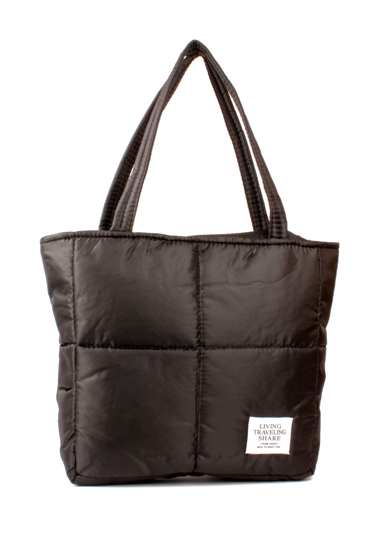 LWE10799-SyhMusabLuwwe Bag'sKadın Maxi Boy Paraşüt Kumaş Kapitoneli Yazı Detaylı Shopper Tarz Kol Ve Omuz Çantası (10799)