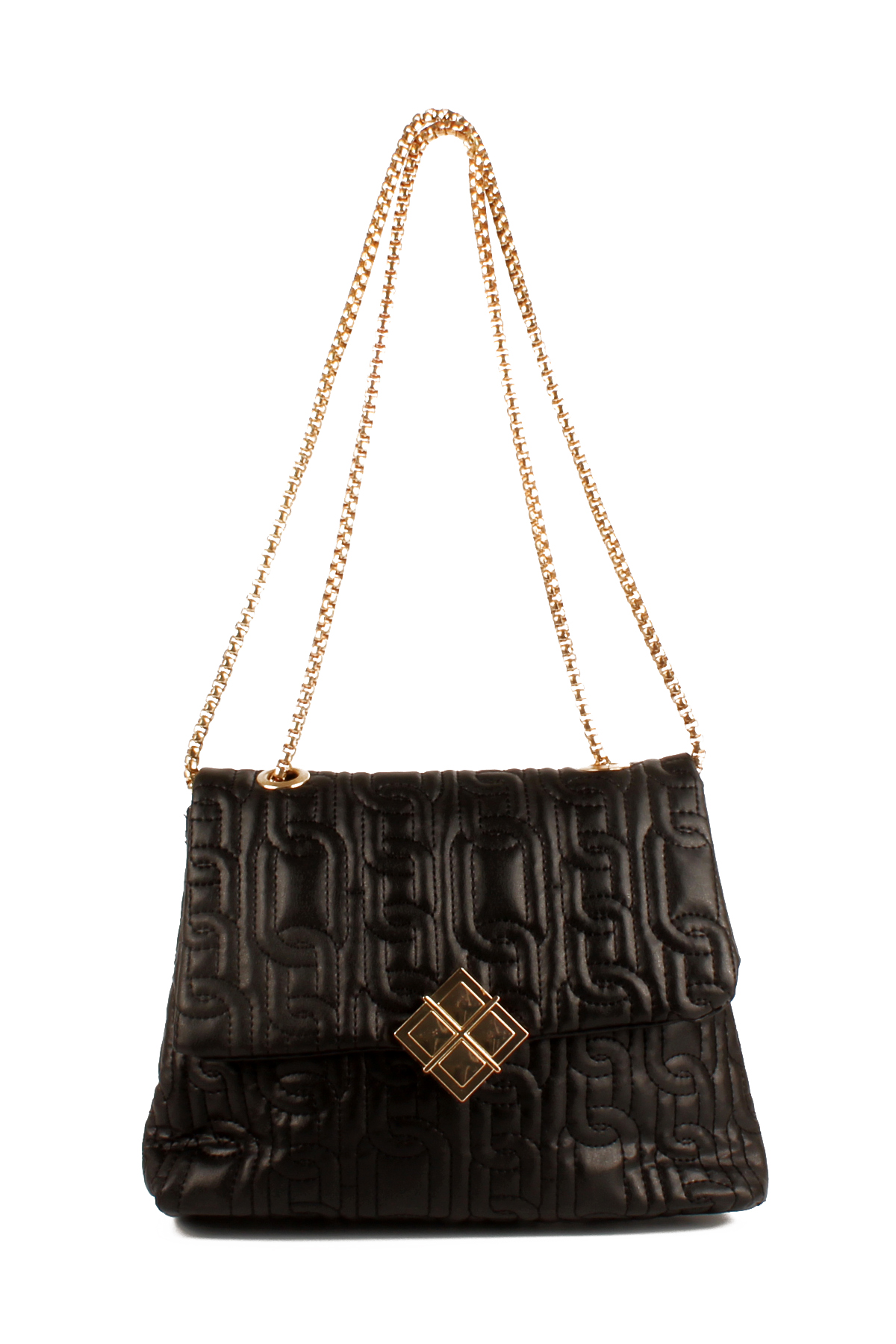 LWE10675-SyhTalhaLuwwe Bag'sKadın Motif Nakışlı Zincir Askılı Broşlu Kapak Omuz Çantası (10675)