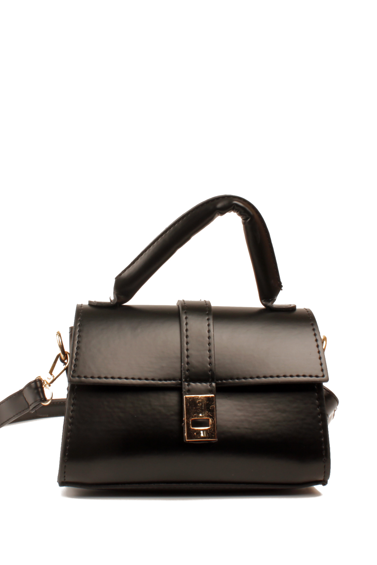 LWE1843-SyhTalhaLuwwe Bag'sKadın Şişe Dibli El Saplı Omuz Askılı Üst Kapaklı Kararmaz Aksesuarlı Mini El ve Omuz Çantası (1843)