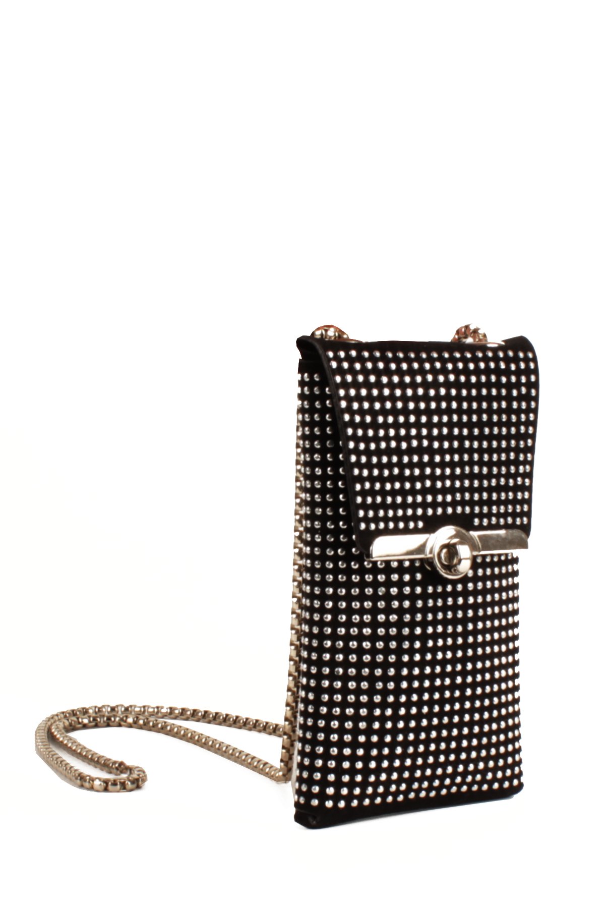 LWE10772-SyhTalhaLuwwe Bag'sKadın Taşlı Zincir Askılı Süet Doku Kilit Kapak Telefon Çantası (10772)