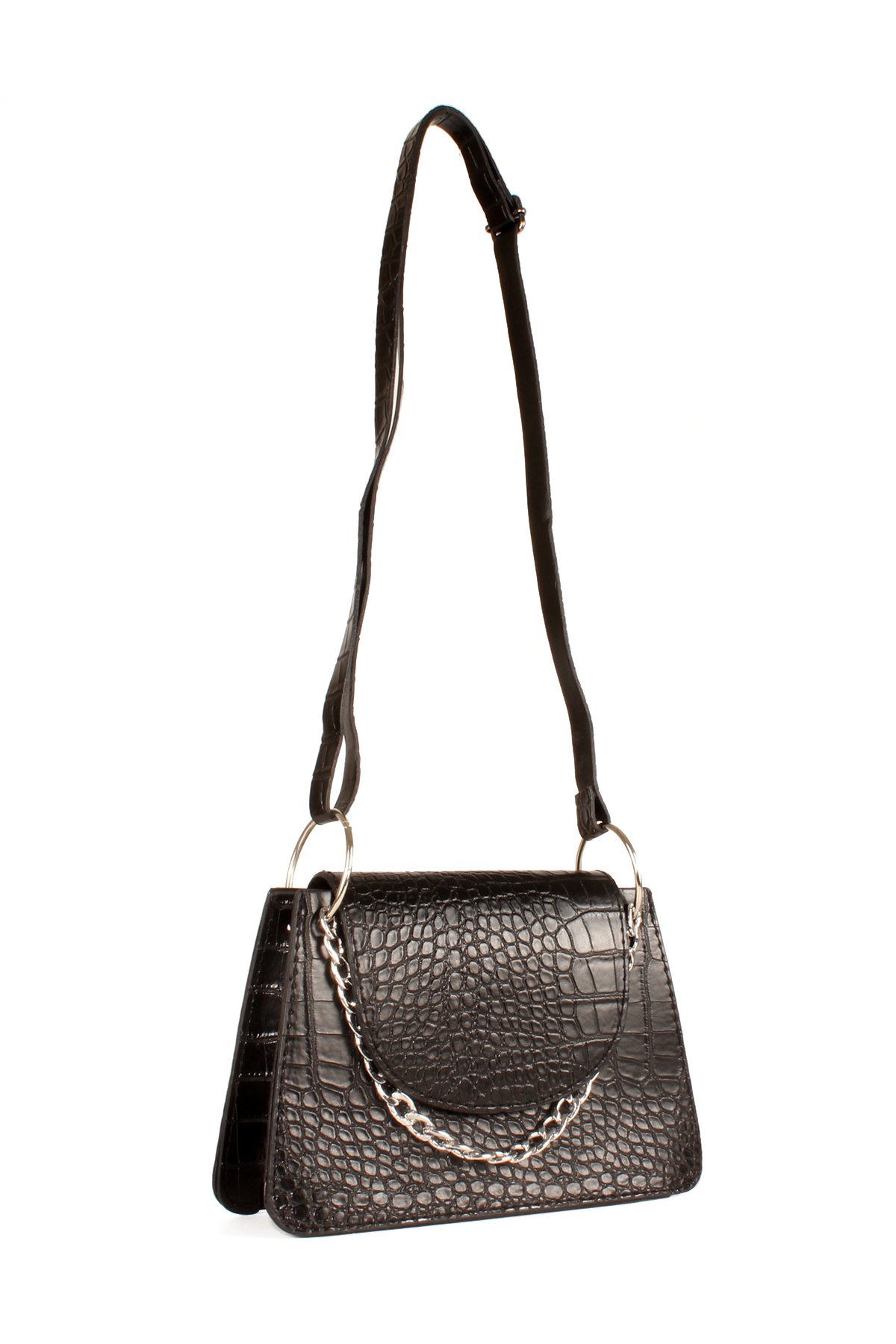 LWE20654-SyhTalhaLuwwe Bag'sKadın Timsah Desenli Deri Zincir ve Omuz Askılı Kapaklı El ve Omuz Çantası (20654)