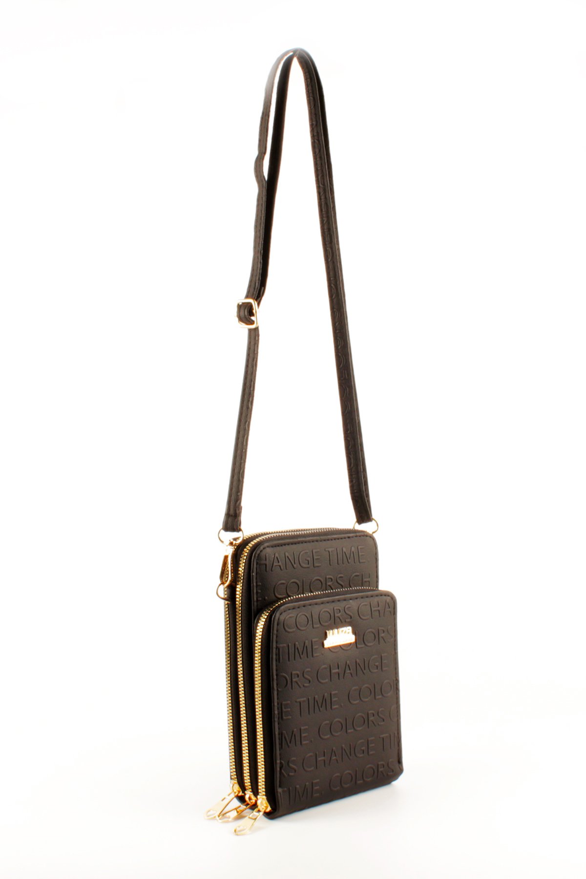 LWE1761-SyhVarLuwwe Bag'sKadın Üç Bölmeli Kartlıklı Telefon Bölmeli Cüzdan Tarz Yazı Detaylı Omuz Çantası (1761)