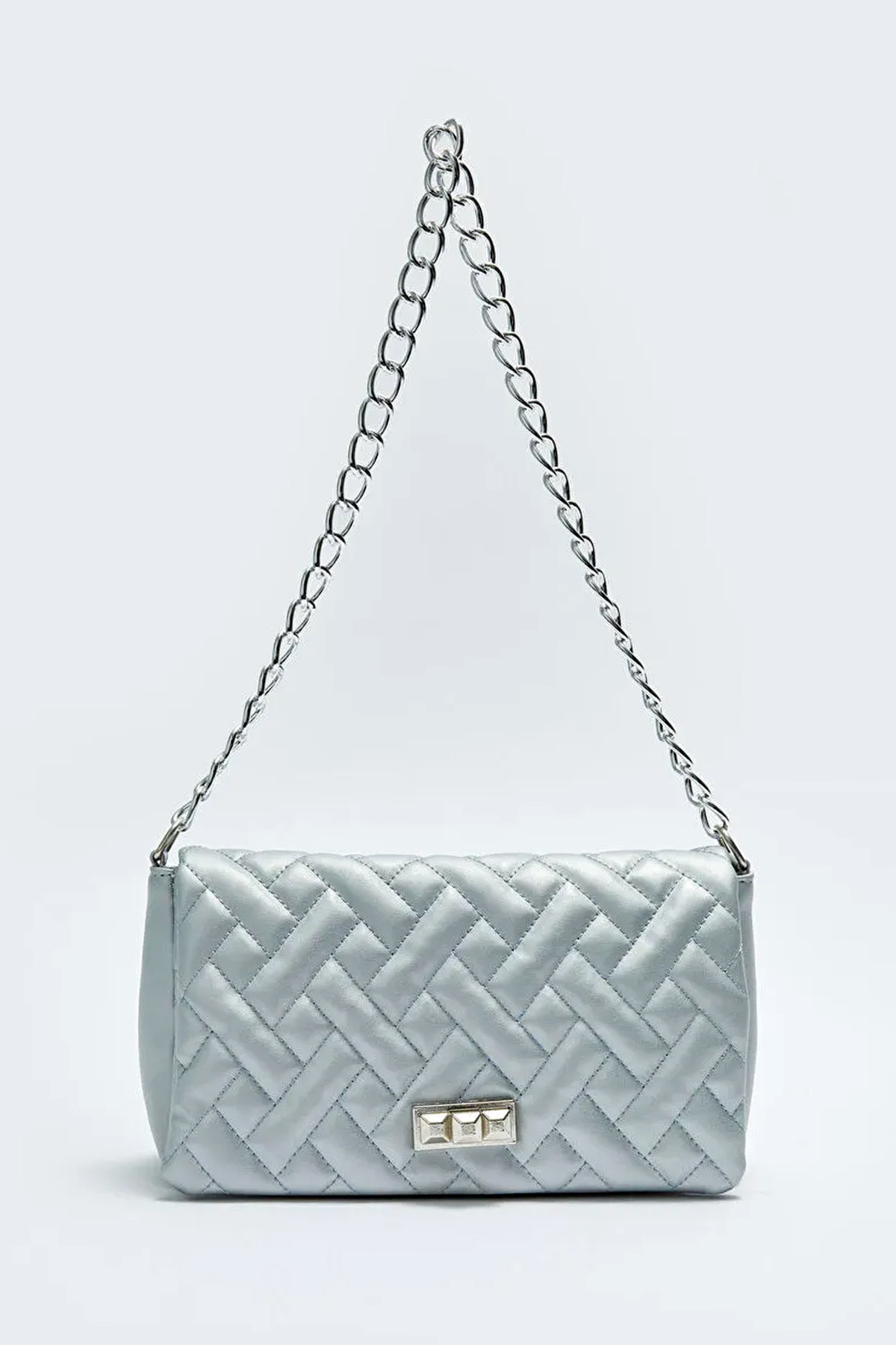 LWE10726-GmsGriTalhaLuwwe Bag'sKadın Zincir Askılı Kapitoneli Baget Çanta (10726)