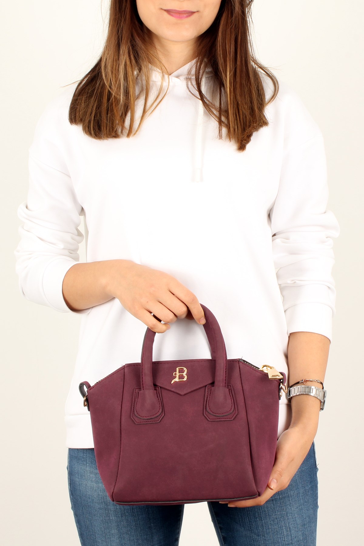 LWE20236-Süet BordoLuwweLuwwe Bag'sLuwwe Bag's -Kadın El ve Omuz Çantası