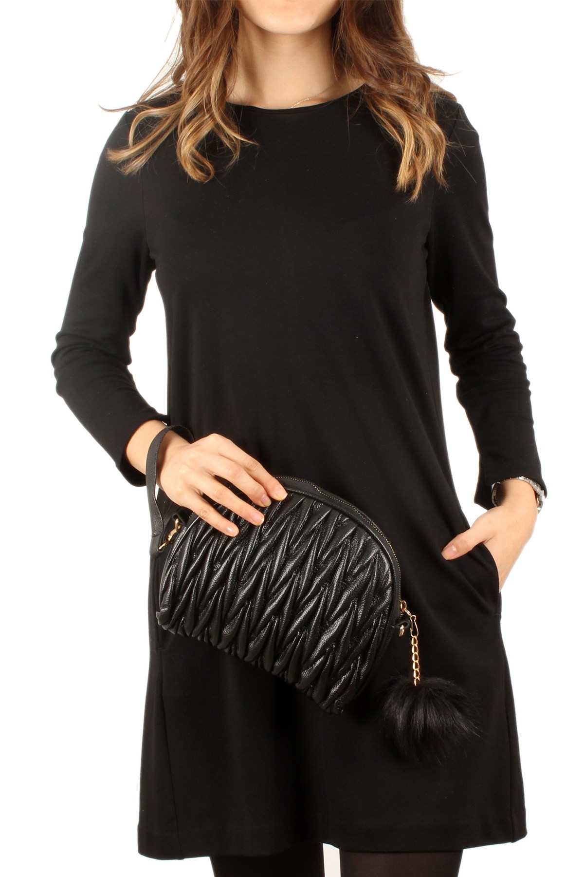 LWE20259-SLuwweLuwwe Bag'sSiyah Kadın Portföy / Clutch Çanta LWE20259-S