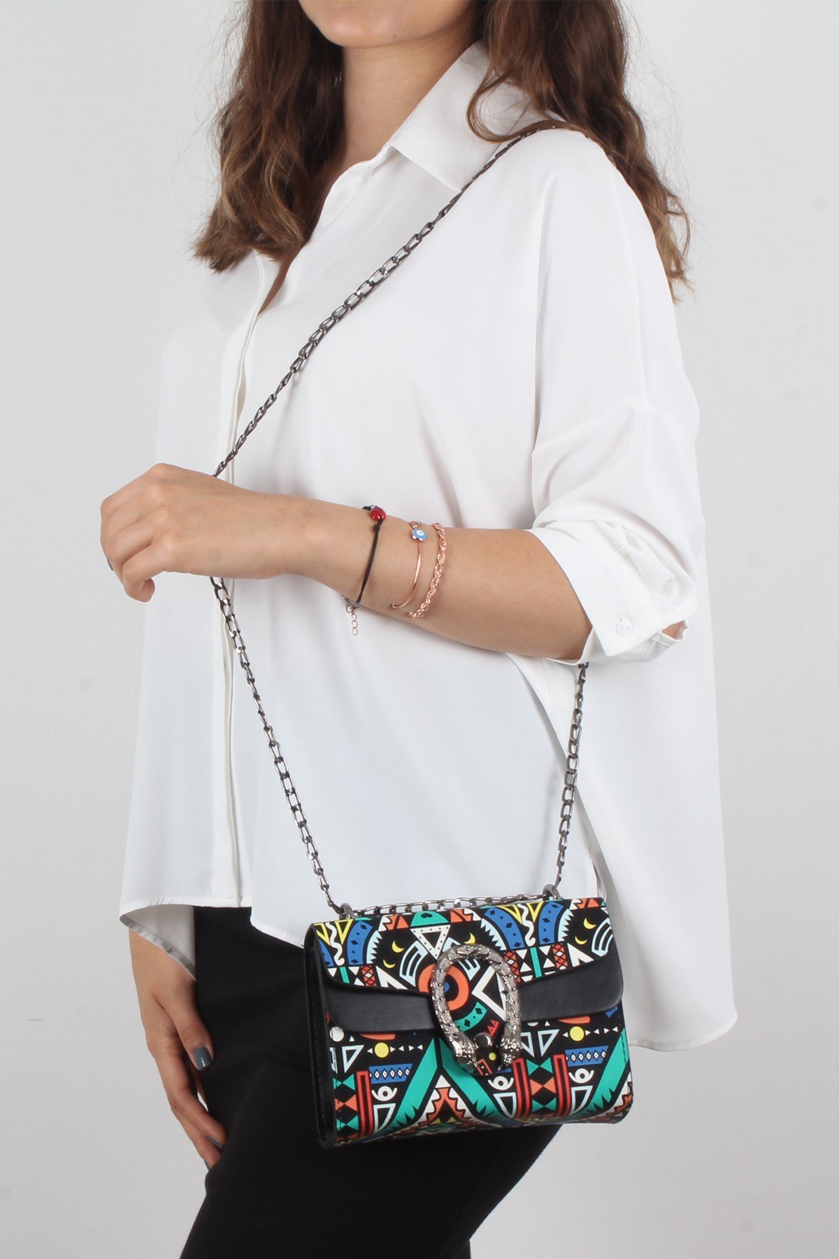 LWE20290-Syh.MotifliLuwweLuwwe Bag'sSiyah Motifli Kadın Omuz Çantası (LWE20290-Syh.Motifli)