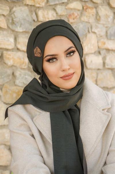 Acı Yeşil Armalı Tesettür Bere