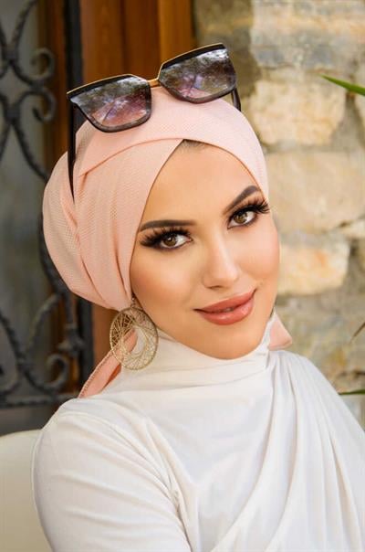 Açık Somon Çapraz Bantlı Bone