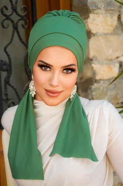 Bahar Yeşili Atkılı Bone