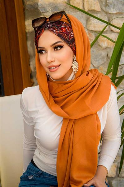 Bakır Etnik Desenli Hazır Şal