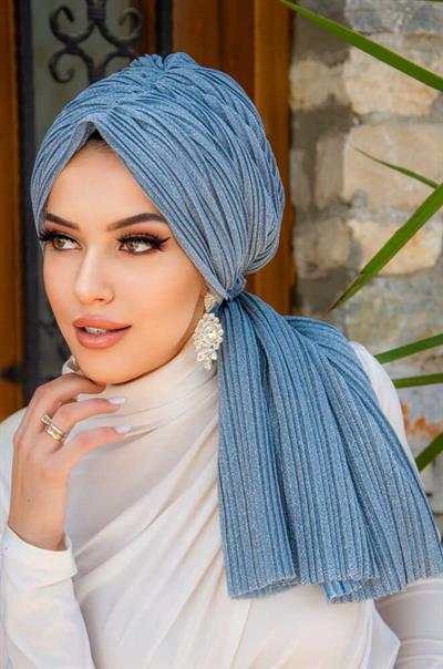 Bebe Mavi Işıltılı Piliseli Dolama Bone