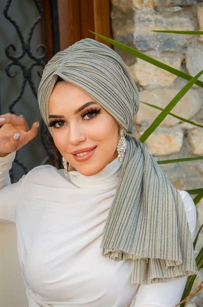 Bej Işıltılı Piliseli Dolama Bone