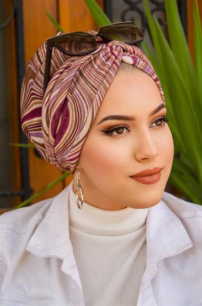 Bej Vişne Spiral Desen Burgu Bone