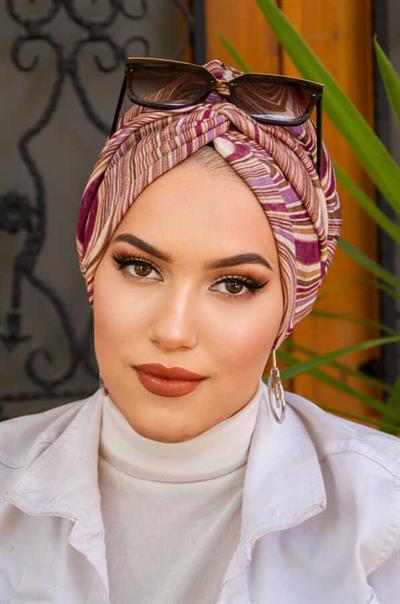 Bej Vişne Spiral Desen Burgu Bone