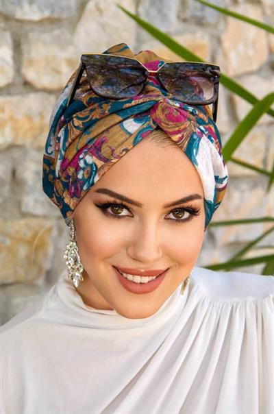 Bordo Etnik Desenli Burgu Bone