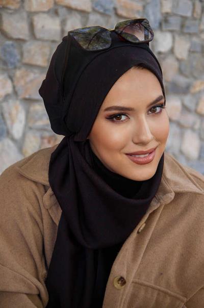 Bordo Siyah Garnili Tesettür Bere