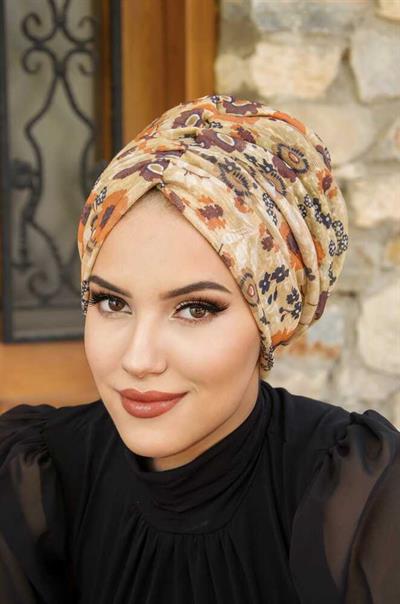 Camel Çiçek Desenli Burgu Bone