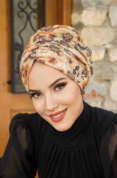 Camel Çiçek Desenli Burgu Bone