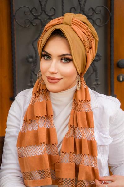 Camel File Fularlı Şapka Bone