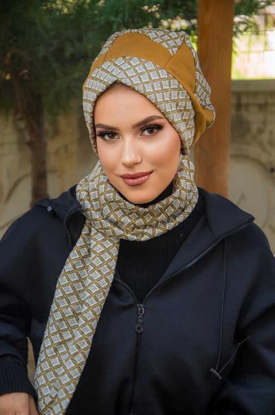 Desenli Hardal Garnili Tesettür Bere