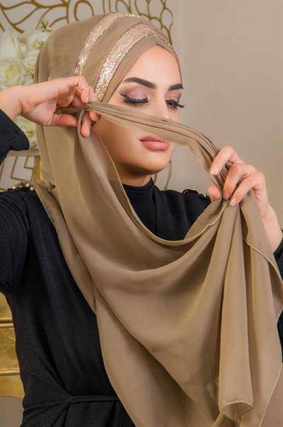 Devetüyü Dore Çapraz Bant Abiye Double Şal