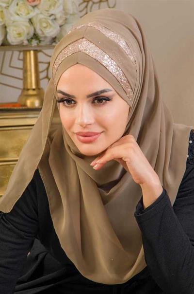 Devetüyü Dore Çapraz Bant Abiye Double Şal