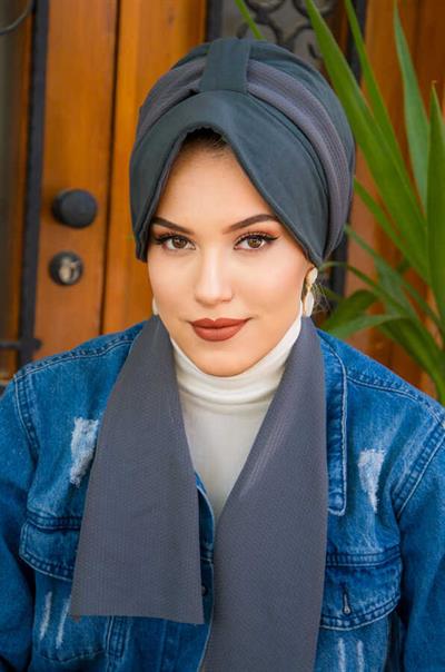 Füme Fularlı Şapka Bone