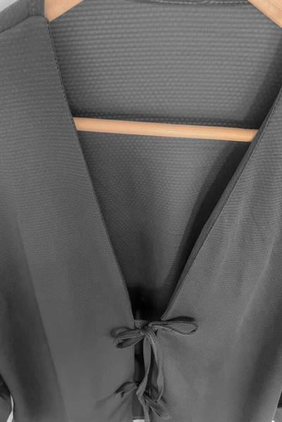 Füme Önü Bağlamalı Kimono Tunik / Likralı Yazlık Kumaş