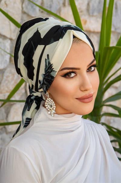 Füme Yaprak Desen Tokalı Bone