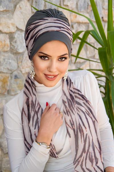 Füme Zebra Fularlı Bone