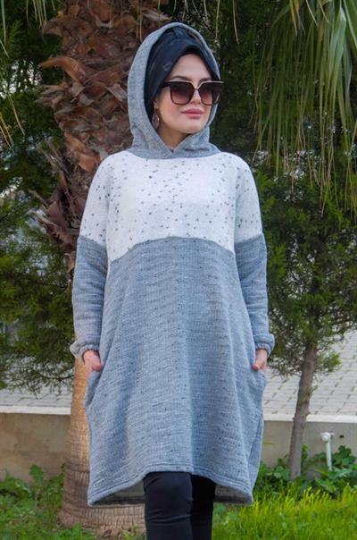 Gri Beyaz Spor sweat - 10200