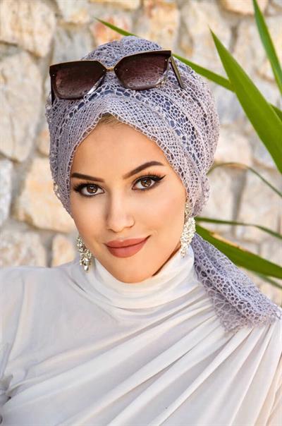 Gri Dantel Tokalı Bone