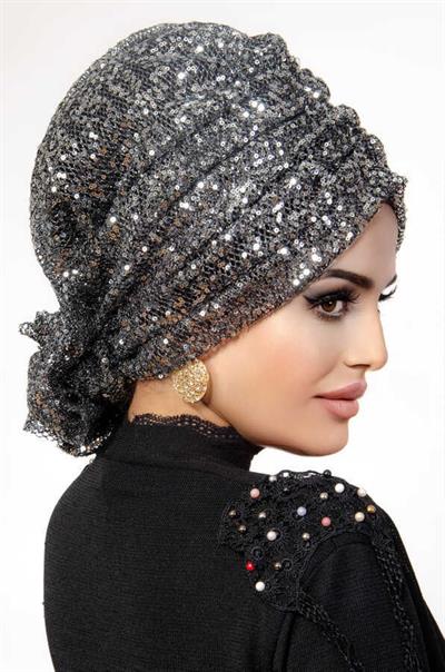 Gümüş Payet Abiye Tokalı Bone