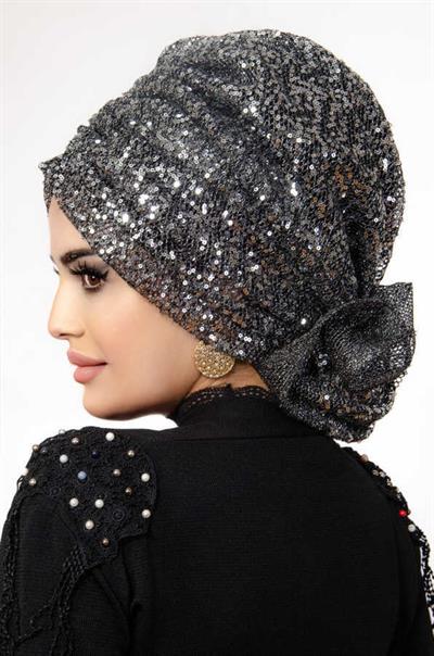 Gümüş Payet Abiye Tokalı Bone