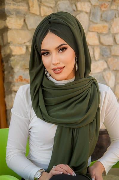 Haki Burgu Burgu Hazır Şal