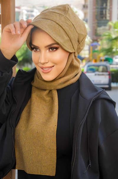 Hardal Kaşe Tesettür Şapka