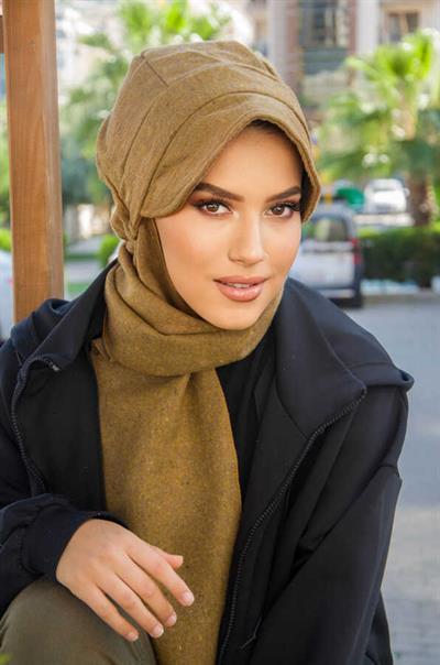 Hardal Kaşe Tesettür Şapka