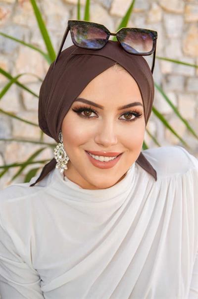 Kahve Çapraz Bantlı Bone