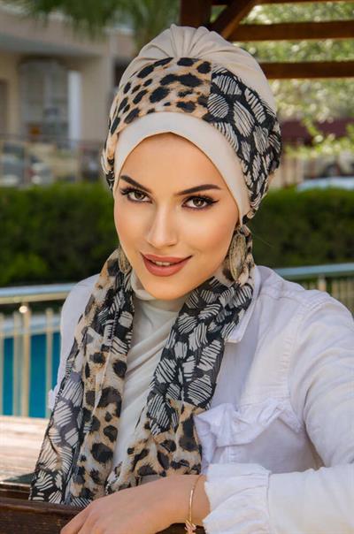 Kemik Leopar Desen Fularlı Bone