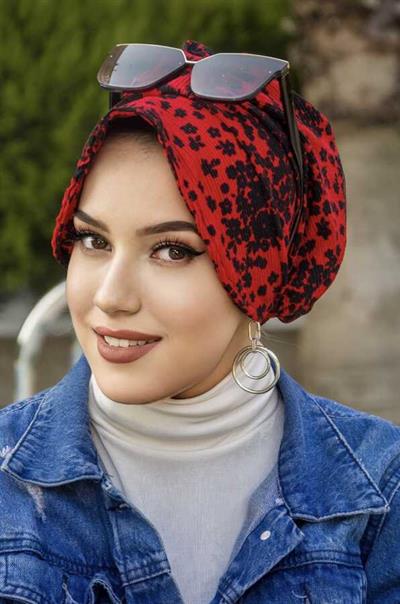 Kırmızı Siyah Çiçek Şapka Bone