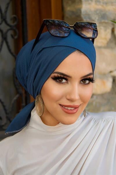 Koyu İndigo Çapraz Bone