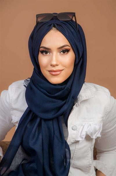 Lacivert  Büzgülü Hazır Şal