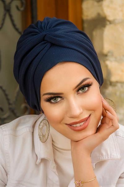 Lacivert Burgu Detaylı Bone