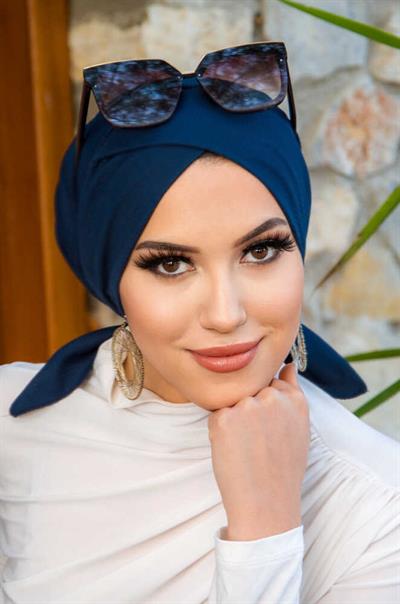 Lacivert Çapraz Deniz - Havuz Bonesi