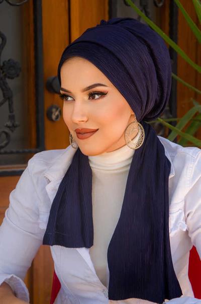 Lacivert Piliseli Atkılı Bone