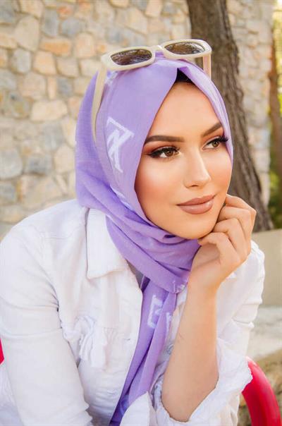 Lila Desenli Pratik  Şal